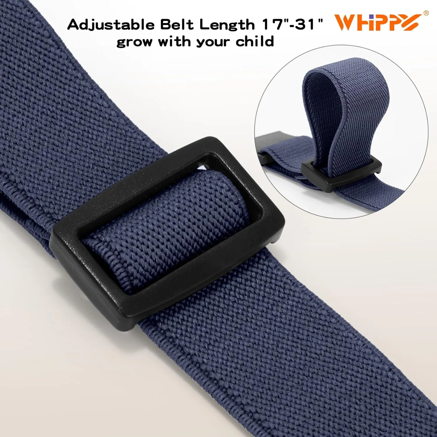 WHIPPY Elastic Kids Belt for Boys Girls - Stretch Invisible Belt with Adjustable Clip Buckle Latch Belts for School Sports