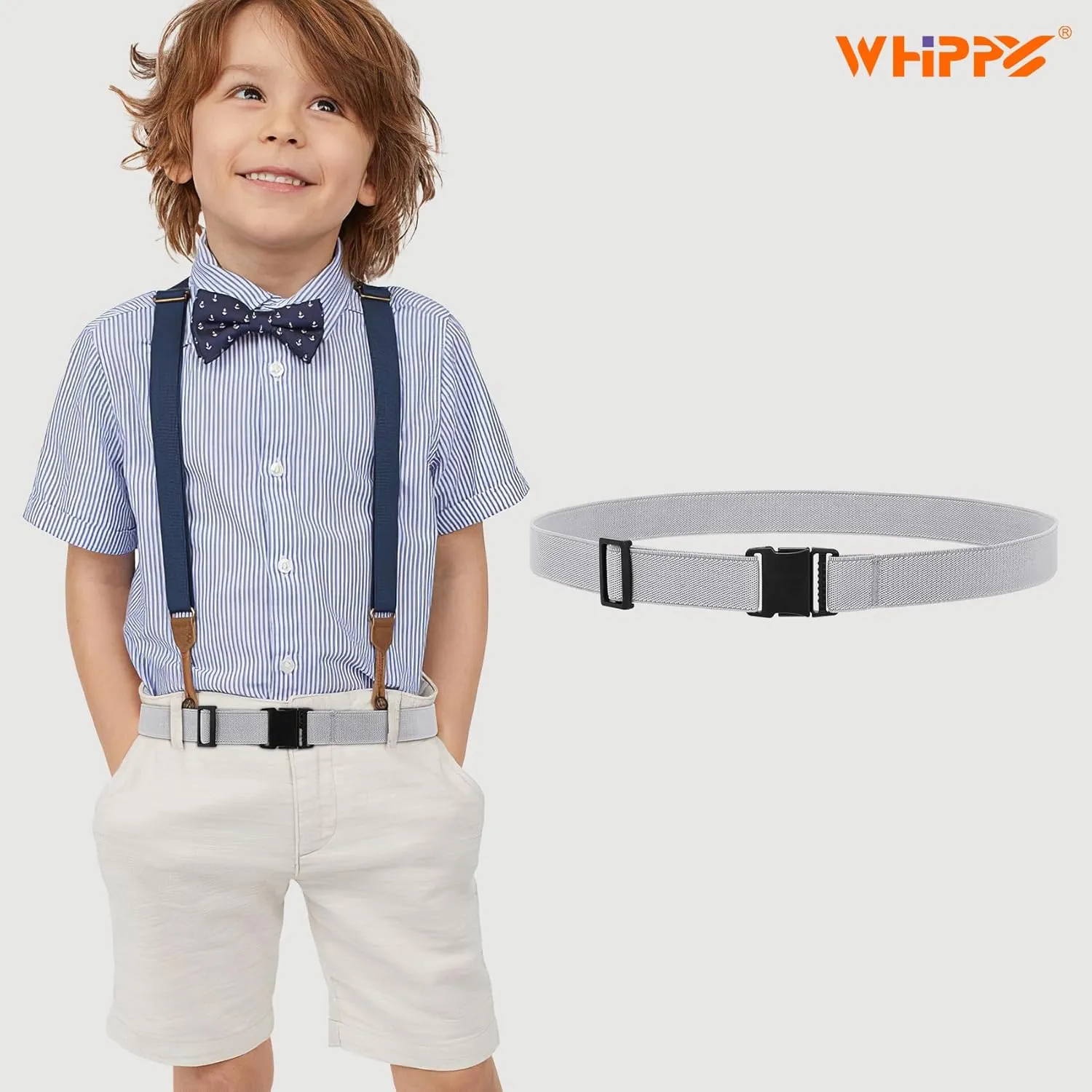 WHIPPY Elastic Kids Belt for Boys Girls - Stretch Invisible Belt with Adjustable Clip Buckle Latch Belts for School Sports
