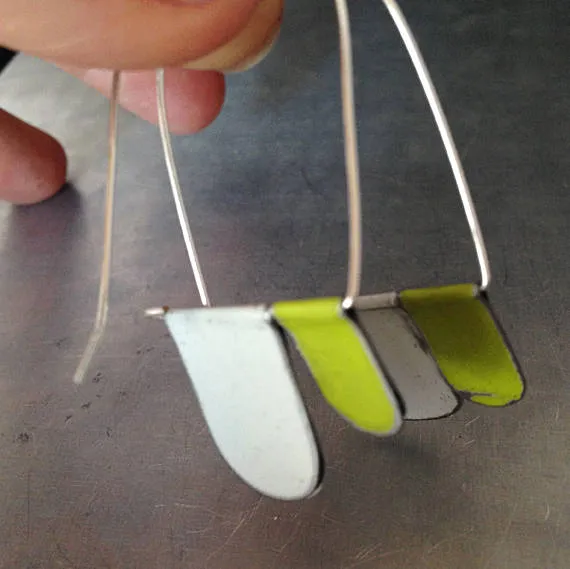 White & Yellow Green Slow Fashion Tin Earrings