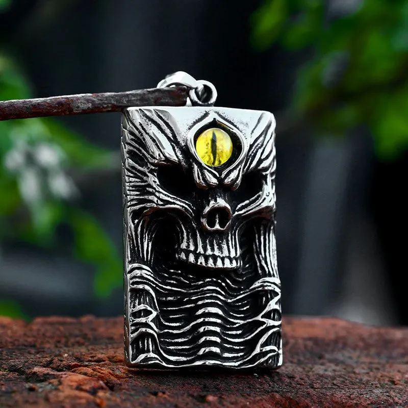 Wholesale Punk Hip-Hop Skull Pendant for Men, Titanium Steel Death Demon Eye Jewelry