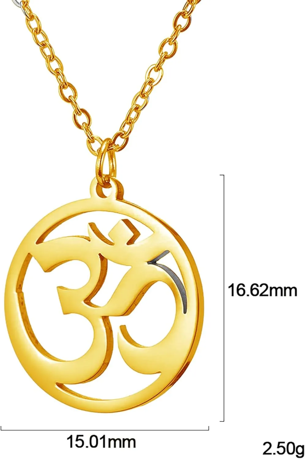 Women OM Necklace Indian Yoga Aum Om Ohm Pendant Necklace Stainless Steel Hindu Meditation Charm Sanskrit Symbol Spiritual Amulet Jewelry for Women Men