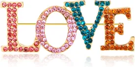 Yadiana LOVE Heart Rhinestone Brooch Pin for Women Girls Fashion, Crystal Love Heart Brooches Lapel Pins Dainty Gold Brooch Stylish Clothes Accessories Valentines Christmas Jewelry Gift for Her